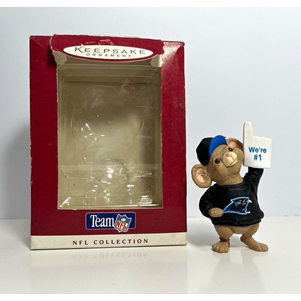 1996 Hallmark NFL Carolina Panthers Mouse Ornament w/ Box Keepsake